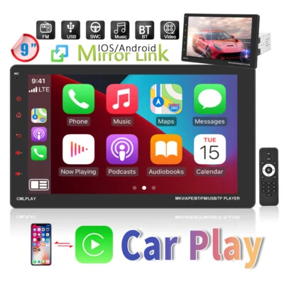 9 1 Din ISO/Android CarPlay Autoradio Abnehmbarer Bildschirm Bluetooth MP5 USB - Bild 1 von 4