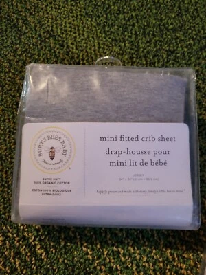 Sábana Cuna Burt's Bees Bebé Unisex Gris Drap House Mini Ajustada Talla 24"x38" Foto 1 de 2