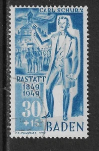 OCCUPATION - BADEN - 1949 - CARL SCHURZ 30+15PF / TYPE I - 1V - USED - CV £40+ - Picture 1 of 1