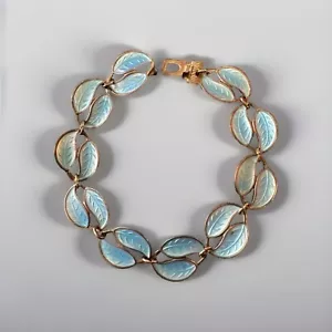 DE COLECCIÓN D.A. "Pulsera Noruega de plata de ley 925S esmalte azul 7""x 5/8"" tono dorado" - Imagen 1 de 4
