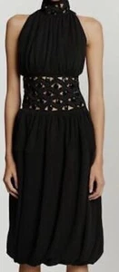 WOW! New Tags Proenza Schouler "Crepe Jersey Crochet Dress" black $1990 sz 4 - Picture 1 of 2