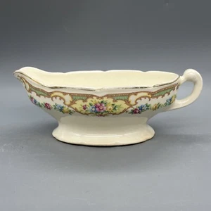 Vintage 1930's Gold Trimmed Floral Gravy Boat - Picture 1 of 6