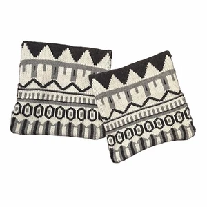 Crate & Barrel Fair Isle Knit Pillow Cover 20” X 20” Gray Black Cream Set Of 2 - Picture 1 of 9
