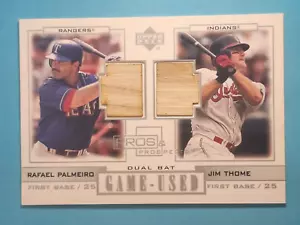 2001 Upper Deck Pros & Prospects Dual Bat Rafael Palmeiro Jim Thome #PP-PT ⚾ - Picture 1 of 2