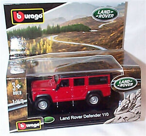 Land Rover Defender 110 Red Black Roof 1:47 Scale Diecast  burago New Boxed