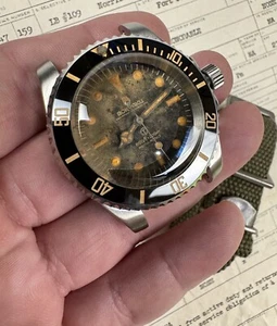 Vintage Style Watch Military Submersible Tropical Dial Aged 40mm Custom Build - Picture 1 of 17
