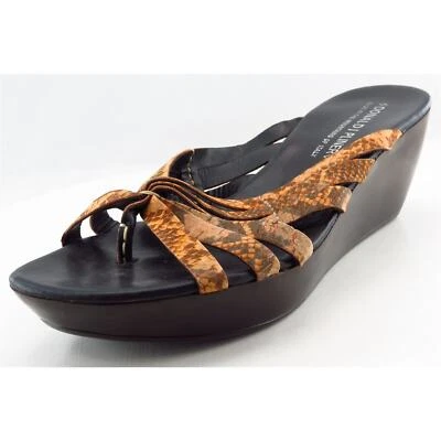 Chinelos femininos Donald J Pliner marrom sintético tamanho 10,5 médio - Imagem 1 de 4