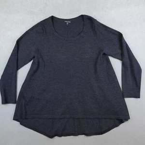 EILEEN FISHER Tunic Top Sweater Size Large Merino Wool Draping Pullover Gray L/S - Picture 1 of 7