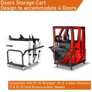 Doors Holder Removable Sliding Cart Rack For Ford Bronco Jeep Wrangler JK JL JT - Picture 1 of 20
