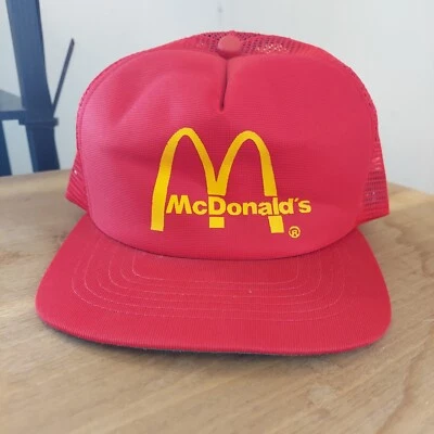 Vtg New Era McDonalds Wide Brim Snapback Hat Pro Design Dupont Visor Red - Image 1 of 4