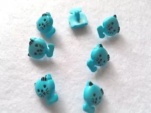 bright Blue kitten shank buttons nylon - size 15mm - pack of 7 - Picture 1 of 1