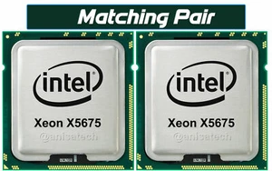 Matching Pair Intel Xeon X5675 12-Core 3.06GHz LGA 1366 CPU Processor SLBYL - Picture 1 of 2