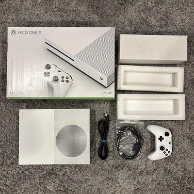 Xbox One S 1TB White Console Model 1681 Complete In Box w/ Accessories - Tested - Image 1 of 4