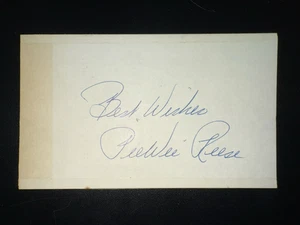 Pee Wee Reese, SIGNED 3x5 Card, Dodgers HOF (Died 1999) - JSA - Picture 1 of 2
