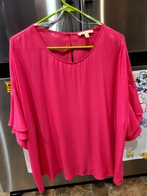Blusa Gibson Latimer 2XL Rosa Caliente Manga Volantes Manga Codo Nueva Sin Etiquetas Foto 1 de 4