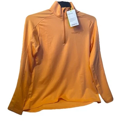 Camisa artesanal para mujer Core Gain capa media manga larga talla L naranja defectuosa cremallera 1/4 Foto 1 de 4