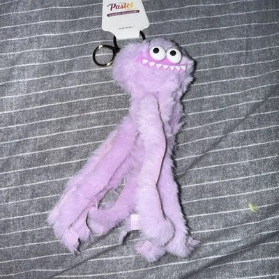 Llavero de felpa pulpo llavero bolso encanto pompón cara aguamarina/púrpura nuevo Foto 1 de 4