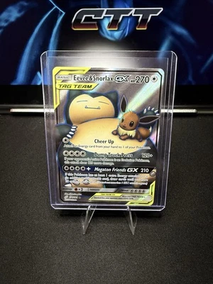 Eevee & Snorlax GX Holo #171 Sun & Moon Team Up Pokémon TCG 2019 - Image 1 of 4