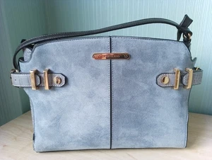 River Island Shoulder Crossbody Bag Grey Faux Suede Snake Skin - Picture 1 of 15