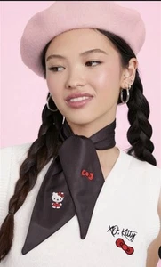 Hello Kitty XO Kitty X Forever 21 Mode schwarz Hals Satin Schal Krawatte Neu mit Etikett - Bild 1 von 4
