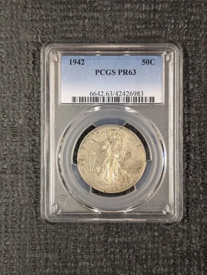 1942 PCGS PR 63 Walking Liberty SILVER Half Dollar Coin NICE CH PROOF  - Image 1 of 4