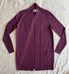 Max Studio Damen Sm. Lange Strickjacke weinrot extrafeine Merinowolle vorne offen - Bild 1 von 11