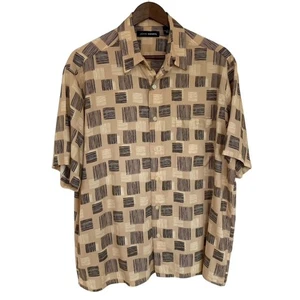 Camicia vintage John Henry beige e nera con bottoni - grande - Foto 1 di 5