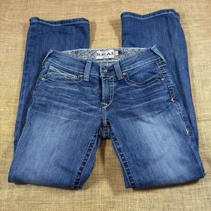 ARIAT R.E.A.L. Damen Mid Rise Stretch verschlungen Boot Cut Jeans 27S 27x30 - Bild 1 von 8