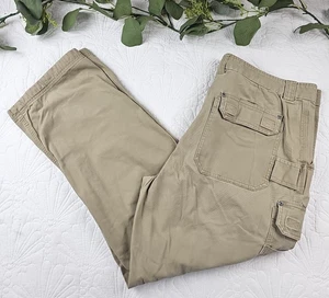 Pantalones de carpintero cargo de pierna recta caqui Duluth Trading Company para hombre talla 42 x - Imagen 1 de 10