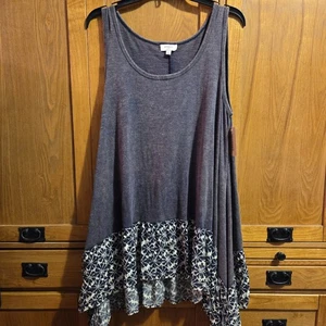 Umgee Women's Shark Bite Sleeveless Top Size Large Charcoal New with Tags - Picture 1 of 10