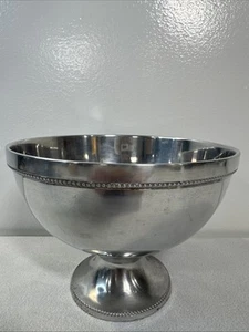 Vtg Pewter Silver Tone Punch Bowl Salad Wine Champagne Chiller Party Key Dish - Picture 1 of 9