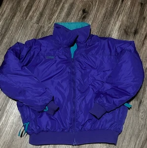 Chaqueta acolchada de plumón Columbia vintage para hombre XL púrpura bombardero manga radial años 90 - Imagen 1 de 5