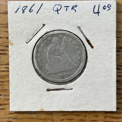 1861 Seated Liberty Quarter Scratch On Reverse Side - Image 1 of 2
