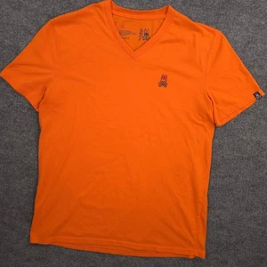 Psycho Bunny T-Shirt Herren M orange Logo leicht V-Ausschnitt kurzarm Freizeit - Bild 1 von 9