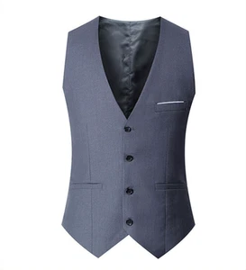 Men's suit vest waistcoat one shoulder grey simple graduation party event - Picture 1 of 12