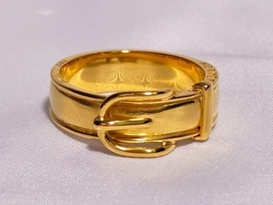 HERMES Vintage Bufanda Anillo Bookle Serie Cinturón Motivo Diseño Chapado en Oro Metal - Imagen 1 de 6