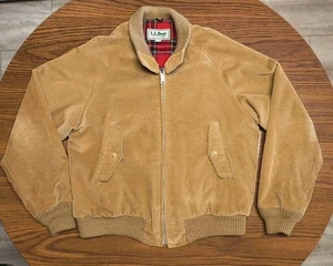 Vintage LL Bean 44 hellbraune Cord Bomberjacke Flanell gefüttert mit geripptem Bund/Bündchen - Bild 1 von 16