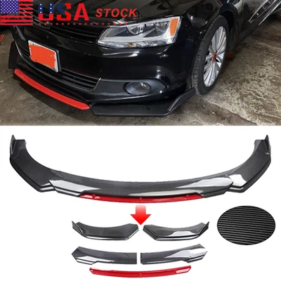 For Volkswagen EOS Carbon Fiber Red Front+Bumper Lip Spoiler+Splitter Kits - Image 1 of 4