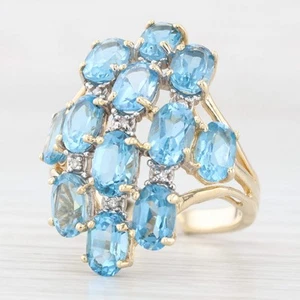 6.75ctw Diamante Azul Topacio Anillo 14k Oro Amarillo Talla 6.5 Cóctel - Imagen 1 de 10