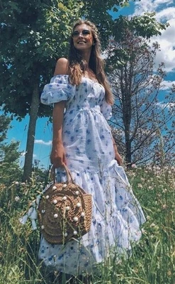 Love Shack Fancy Target Gemma Puff Sleeve Smocked Floral Maxi Dress Size XL - Image 1 of 4