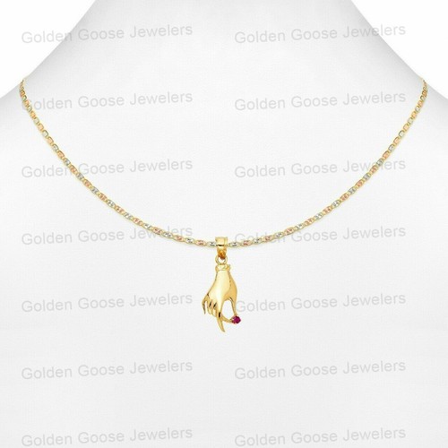 Ciondolo donna in vero oro giallo 14 kt con zirconi a mano catena Valentino