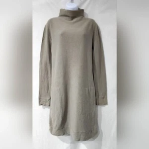 Vestido de mujer Garnet Hill cuello embudo talla S gris/beige acanalado minimalista comodidad - Imagen 1 de 7