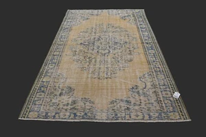 Vintage Turkish Oushak Rug, Beige 5x8 ft, Handmade Wool, Bohemian Anatolian - Picture 1 of 10
