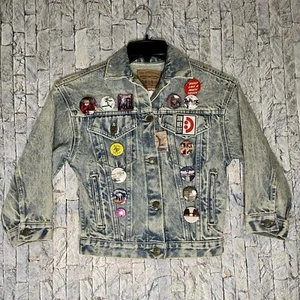 Vintage Levis Made in USA Denim Jean Trucker Jacket With Buttons Kids Small - Picture 1 of 12