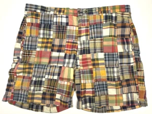 Brooks Brothers Patchwork Madras Plaid Flat Front Shorts Men's Size 42 - Picture 1 of 4