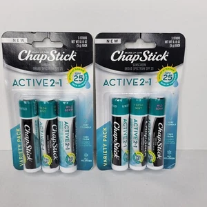 2x  Chapstick Active 2-in-1 Lip Care SPF 25 Mineral Based Sunscreen-Variety Pack - Picture 1 of 2