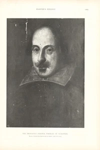 Harper's Weekly: "EL DROESHOUT RETRATO ORIGINAL DE SHAKSPERE" (Shakespeare) - Imagen 1 de 1