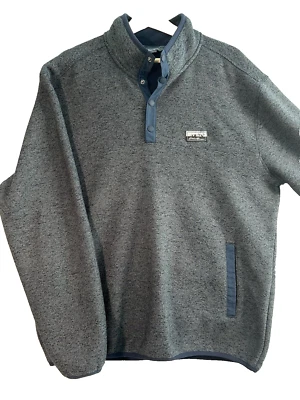 Suéter Eddie Bauer Para Hombres Forrado de Vellón 1/4 Gris a Presión Azul Marino Preppy Clásico Grande Foto 1 de 4