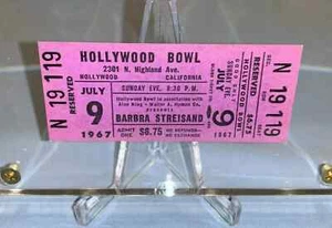 BARBRA STREISAND 1967 RARE UNUSED CONCERT TICKET HOLLYWOOD BOWL CALIFORNIA USA - Picture 1 of 7