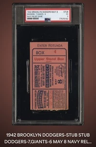 1942 Navy Relief Game Ticket Stub Brooklyn Dodgers / Giants “VG-EX” HOF DiMaggio - Picture 1 of 4